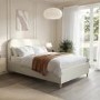 ONLY OPENED - Cream Upholstered Small Double Bed Frame with Curved Headboard - Zara