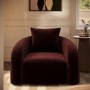 ONLY OPENED - Modern Deep Red Velvet Armchair with Cushion - Zuri