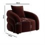 ONLY OPENED - Modern Deep Red Velvet Armchair with Cushion - Zuri