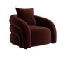 ONLY OPENED - Modern Deep Red Velvet Armchair with Cushion - Zuri