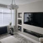 ALMOST PERFECT - Black 70inch Inset Electric Media Wall Fireplace - AmberGlo