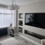 ALMOST PERFECT - Black 70inch Inset Electric Media Wall Fireplace - AmberGlo