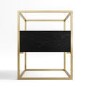 ALMOST PERFECT - Square Black and Gold Glass Top Side Table with Storage - Akila