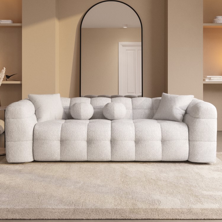 Cream Boucle 3 Seater Cloud Sofa - Alessia