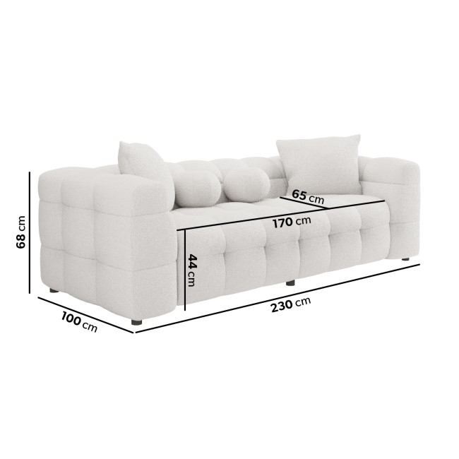 Cream Boucle 3 Seater Cloud Sofa - Alessia