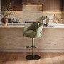 ALMOST PERFECT - Sage Green Velvet Adjustable Swivel Bar Stool with Brass Base - Azalea