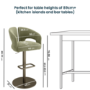 ALMOST PERFECT - Sage Green Velvet Adjustable Swivel Bar Stool with Brass Base - Azalea
