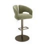ALMOST PERFECT - Sage Green Velvet Adjustable Swivel Bar Stool with Brass Base - Azalea