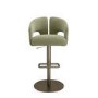 ALMOST PERFECT - Sage Green Velvet Adjustable Swivel Bar Stool with Brass Base - Azalea