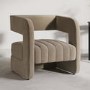 ALMOST PERFECT - Mink Velvet Art Deco Armchair with Ribbed Detail - Boni
