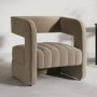 ALMOST PERFECT - Mink Velvet Art Deco Armchair with Ribbed Detail - Boni