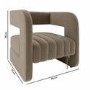 ALMOST PERFECT - Mink Velvet Art Deco Armchair with Ribbed Detail - Boni
