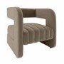 ALMOST PERFECT - Mink Velvet Art Deco Armchair with Ribbed Detail - Boni