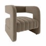 ALMOST PERFECT - Mink Velvet Art Deco Armchair with Ribbed Detail - Boni