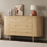 ALMOST PERFECT - Wide Oak Chest of 3 Drawers with Cupboards - Breuer