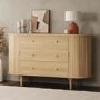 ALMOST PERFECT - Wide Oak Chest of 3 Drawers with Cupboards - Breuer