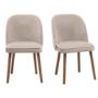 ALMOST PERFECT - Set of 2 Taupe Chenille Dining Chairs with Contrast Piped Detail - Claudia