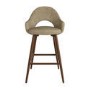 ALMOST PERFECT - Walnut and Beige Faux Leather Kitchen Stool with Back - Colbie