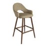 ALMOST PERFECT - Walnut and Beige Faux Leather Kitchen Stool with Back - Colbie