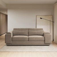ONLY OPENED - Curved Mink Velvet 3 Seater Sofa - Elvi