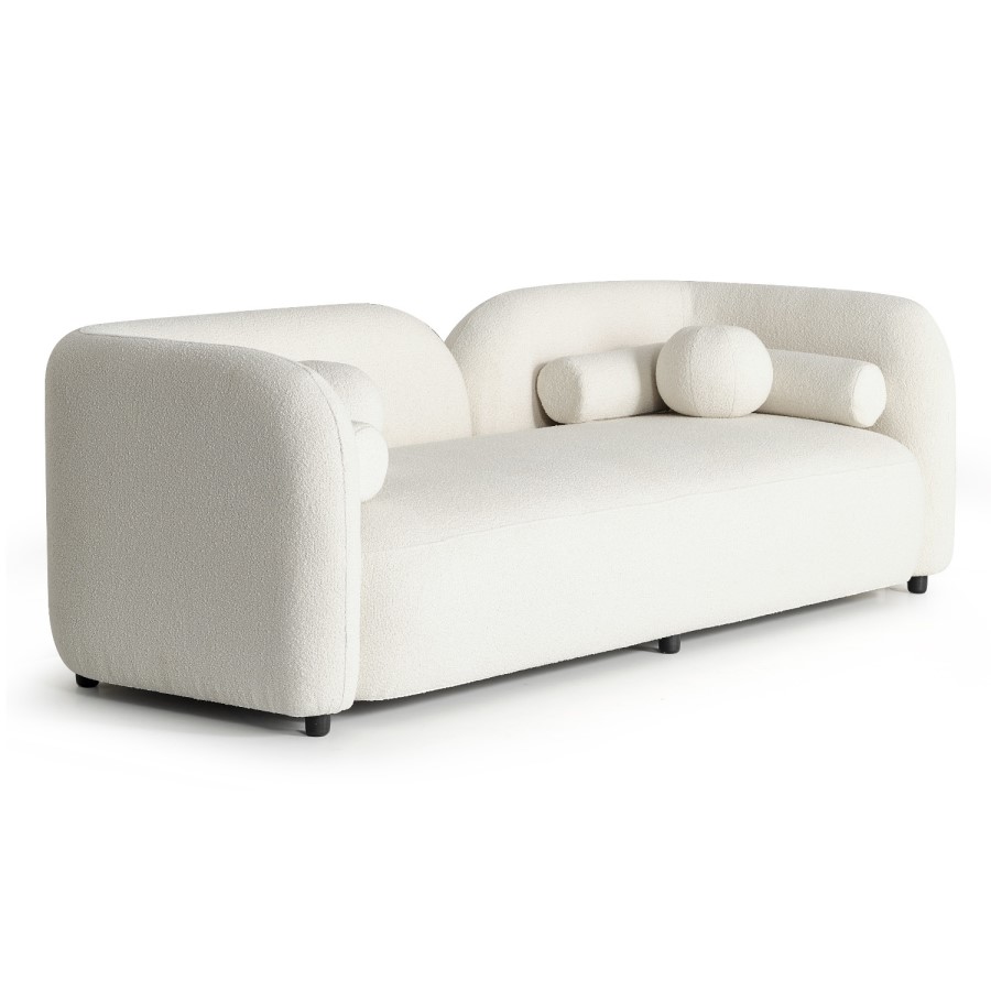 ALMOST PERFECT - Cream Boucle Curved 3 Seater Cloud Sofa - Elma