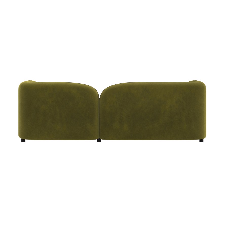 ALMOST PERFECT - Olive Green Velvet Curved 3 Seater Sofa - Elma