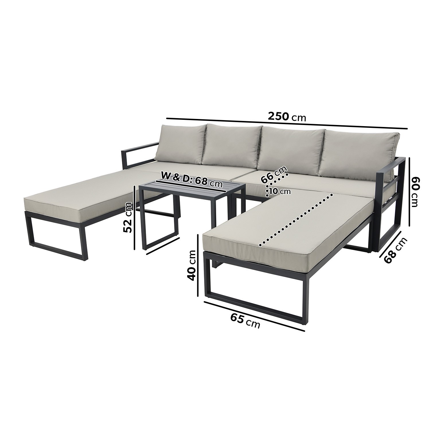 4 Seater Modular Stack Away Garden Sofa with Fully Waterproof Cover ...