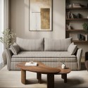 A2/GAA005 GRADE A2 - Beige Striped Chenille 3 Seater Futon Sofa Bed with Storage - Gaia