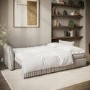 GRADE A2 - Beige Striped Chenille 3 Seater Futon Sofa Bed with Storage - Gaia