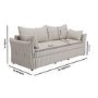 GRADE A2 - Beige Striped Chenille 3 Seater Futon Sofa Bed with Storage - Gaia