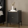 ALMOST PERFECT - Wide Black Marble Top 2-Drawer Bedside Table - Gio