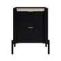 ALMOST PERFECT - Wide Black Marble Top 2-Drawer Bedside Table - Gio