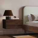 A2/HIR001 ALMOST PERFECT - Wide Walnut Floating Bedside Table with Storage - Hiro