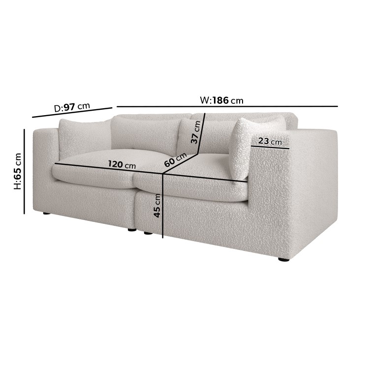 3 Seater Sofa and Love Seat Set in Beige Boucle - Hudson