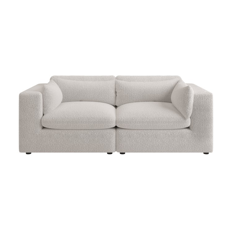 Beige Boucle 3 Seater Sofa - Hudson