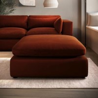 ALMOST PERFECT - Burnt Orange Velvet Footstool - Hudson