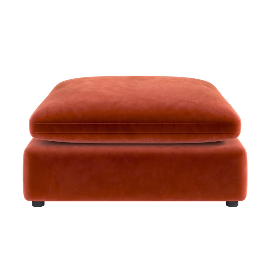 Burnt Orange Velvet Footstool - Hudson