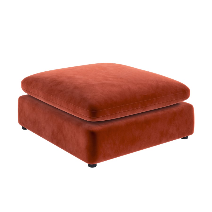 ALMOST PERFECT - Burnt Orange Velvet Footstool - Hudson