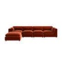 ALMOST PERFECT - Large Burnt Orange Velvet Reversible 5 Seater Chaise Corner Sofa - Hudson