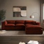 ALMOST PERFECT - Large Burnt Orange Velvet 5 Seater Modular Corner Sofa - Hudson