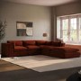 ALMOST PERFECT - Large Burnt Orange Velvet 5 Seater Modular Corner Sofa - Hudson