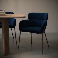 ONLY OPENED - Navy Velvet Curved Dining Chair - Isla ONLY OPENED - Navy Velvet Curved Dining Chair - Isla