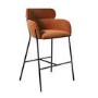 ALMOST PERFECT - Burnt Orange Velvet Curved Kitchen Stool with Back - Isla