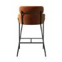 ALMOST PERFECT - Burnt Orange Velvet Curved Kitchen Stool with Back - Isla
