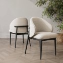 A2/KOR005 ALMOST PERFECT - Cream and Black Upholstered Curved Dining Chair with Wooden Exposed Back - Kori