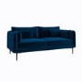 Navy Velvet 3 Seater Sofa with Square Arms- Lenny