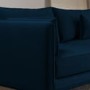 Navy Velvet 3 Seater Sofa with Square Arms- Lenny