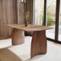GRADE A2 - Walnut Curved Leg Dining Table - Seats 4 - 6 - Leona