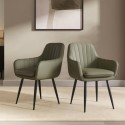 A2/LOG043 ALMOST PERFECT - Set of 2 Sage Green Faux Leather Dining Chairs - Logan