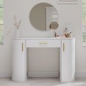 A2/LYY001 ALMOST PERFECT - White and Gold Large Dressing Table with Storage Drawer and Shelves - Lily